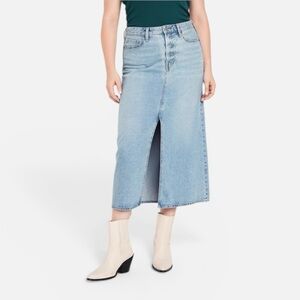 NWT Old Navy High Rise Midi Length Stretch Denim Front Slit Jean Skirt